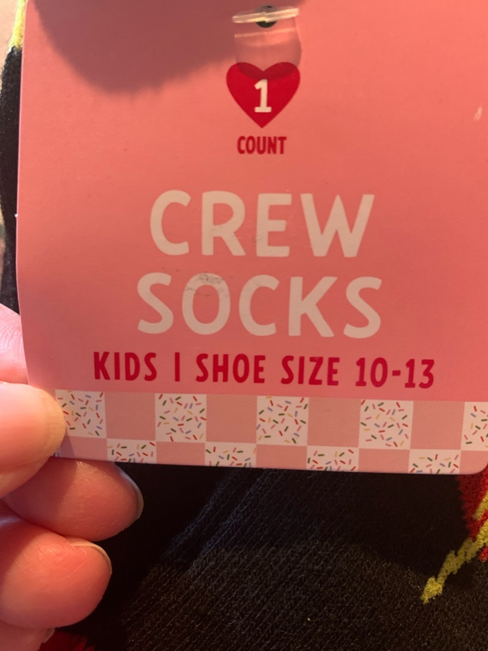 Kids Black Heart & Lightning Crew Socks with Red Toe Bundle Of 2 Size 10-13 - Picture 3 of 3